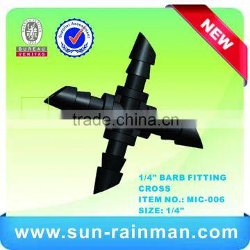 Home garden agriculture water trucks for sale manufacture 1/4'' barb fitting cross MIC-006 alibaba china