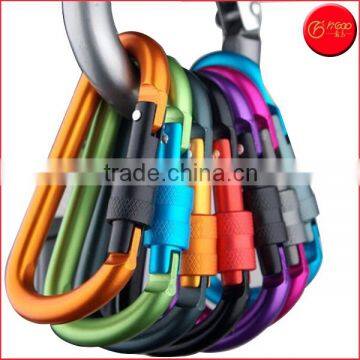 Color Assorted Carabiner Aluminum Screw Locking Spring Clip Hook Outdoor D Shaped Keychain Buckle for Camping, Hiking, Fishing