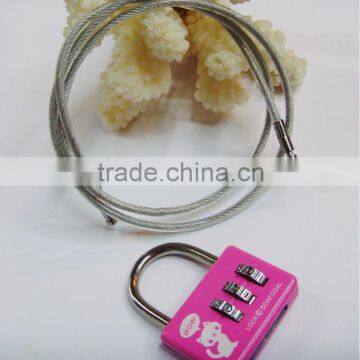 Promotion price cartoon travel wire locks cute password lock