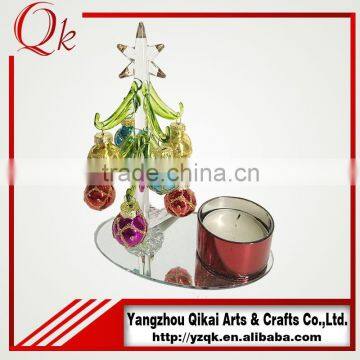 High quality and nice looking glass christmas tree with candlestick