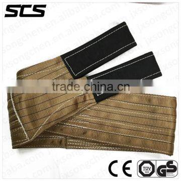 Brown colour flat polyester webbing sling for lifting 6T 4M