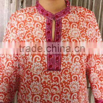 Girls Cotton Garments Casual Printed Colourful kurti, Block Print Flower Design Shirt