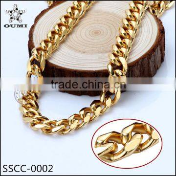 Wholesale cheap stainless steel curb 24k yellow gold filled chain choker necklace