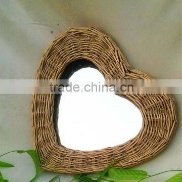 Hotsell heart shape willow wicker mirror for home decoration