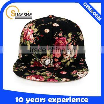 Promotion flower digital printing snapback caps and hats