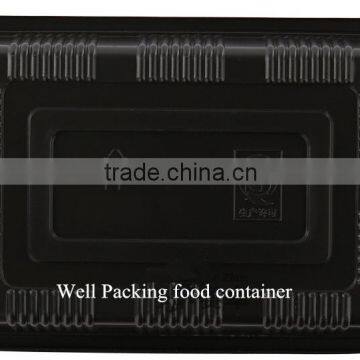 custom accept disposable reactangular high quality black microwave pp plastic food tray with lid