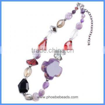 Wholesale Multi-color Glass Acrylic And Agate Cross Beads Gemstone Jewelry Fancy Necklace For Women GN-M001 photo-4