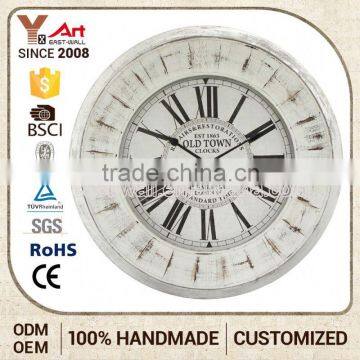 Custom Logo Decorative Vintage Wood Quartz Wall Clock Parts