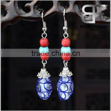 Decorative Daily Wear Vintage Glass Long Drop Earrings for women