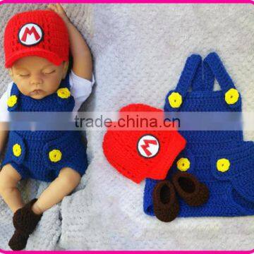 Cute Plumber Brothers Set Baby Photo Prop,Crochet Baby Outfit,Baby Costume Boy