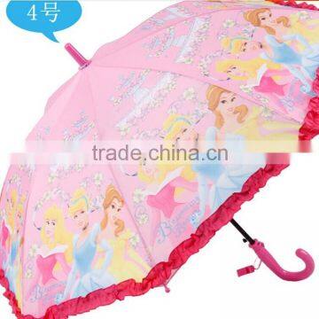 Xiamen standard cartoon printing friendly eco kids umbrella with lace