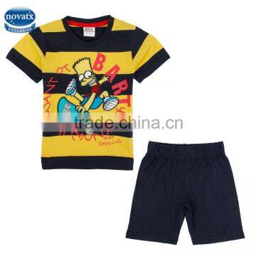 (CD4816) Nova brand 2-6 years boys summer sets with NY color 100% cotton boys t-shirt and short sets