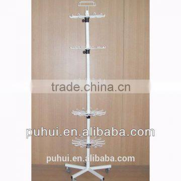 5 tier floor rotating hooks display stand with impact design