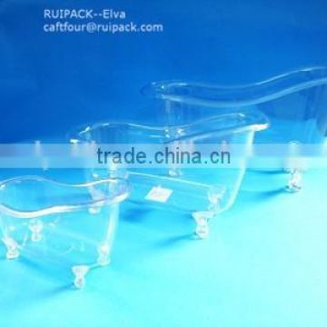 plastic mini bathtub, PS mini bathtub container for bathroom products, empty plastic mini bathtub packing