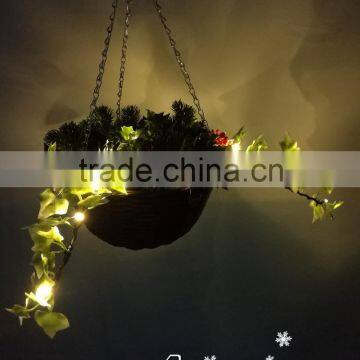 New arrival artificial hanging basket flowers plant with basket for balcoy decor