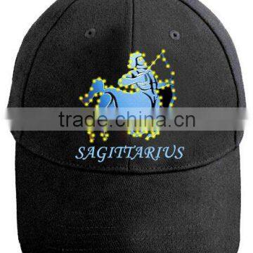 novelty&charming optical fiber flashing sagittarius embroidery baseball cap