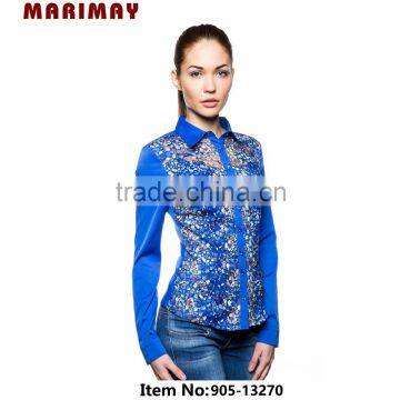 beautiful flower printed long sleeve blouse for woman wear woman shirt