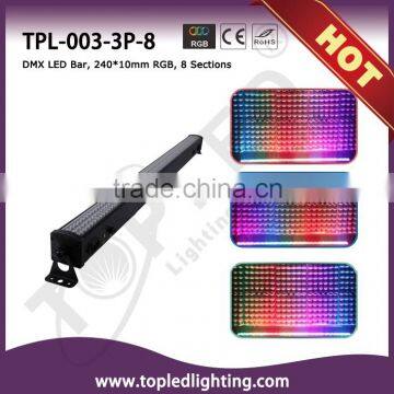 CE&RoHs Certificate DMX LED Bar 240*10mm RGB 8 Sections Wall Washer LED LIght