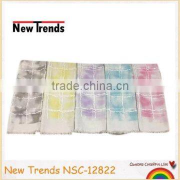 Checkes pattern tie dye printing cotton scarf