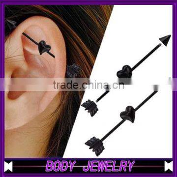 BA01066 arrow with heart fake industrial piercing jewelry