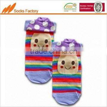 baby jaquard 3D socks with handlinked toe combed cotton socks