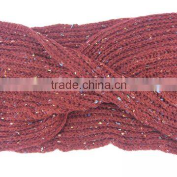 In Stock! 100% Acrylic Knitted Burgundy Neck Warmer With Colored Decorations photo-3