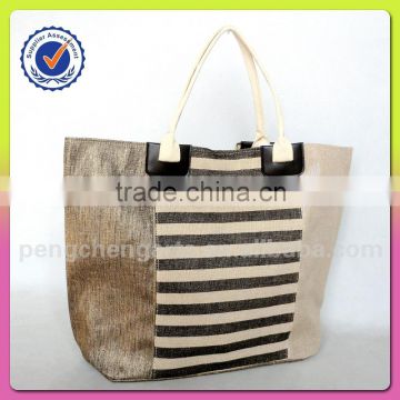 Tote bag style and jute material lady handbag