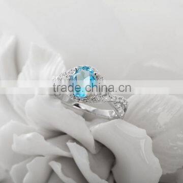 Exquisite 925 silver wedding oval shape sky blue topaz ring .natural gemstone ring