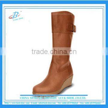 Wedge heel long boots women over knee boots genuine leather boots