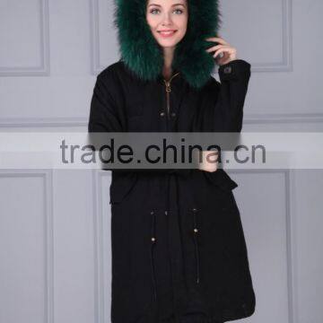 New Arrival High Quality Natural Fox Fur Lined Long Parka With Natural Raccoon Collar Supplier's Choice photo-6