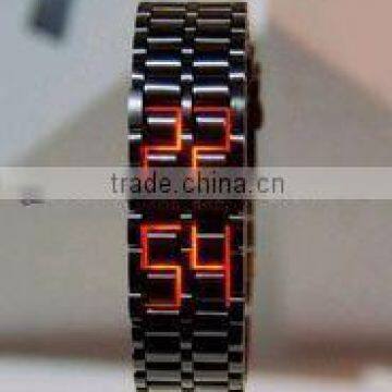 child fashion casual digital bracelet wrist watches metal led watch with blue and red light