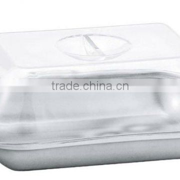 stainless stee butter dish with plastic lid