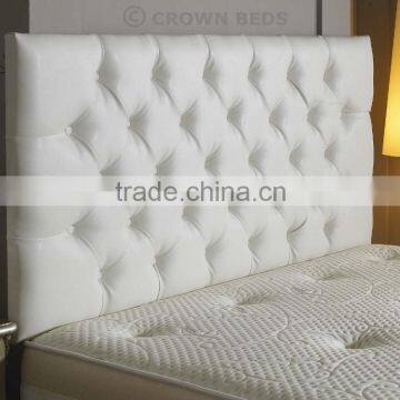 White Leather Tall Headboard With Crystal Buttons