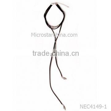 2016 Fashion Retro Long Women Chain Leaf Pendant Black Velvet Choker Necklace Quality Choice photo-2