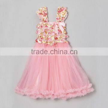 New design baby girl dress 2016 hot sale bow sleeveless party girl dress