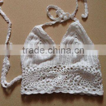 2015 new hand crochet sexy women lady halter tankini top beachwear swimwear