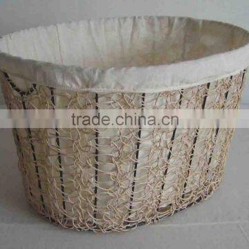 Oval crazy weaving basket ,NEW design laudry basket with cotton linning