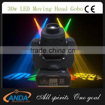 China Manufactory 30w led mini led moving head spot light dmx lighting in low shipping charge