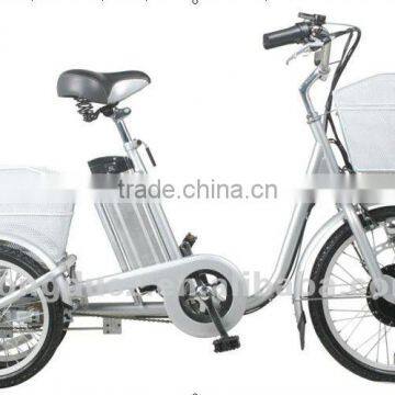 250W mini electric cargo trike for sale with front&rear basket