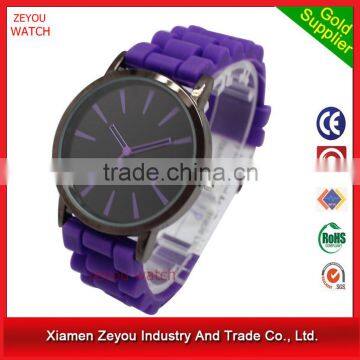 R0719 Fashion Japen Movt Silicon Strap Stainless Steel Back Watch, 3ATM Water Resistant Silicone Watch