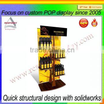 rolling wine floor single sided display stand