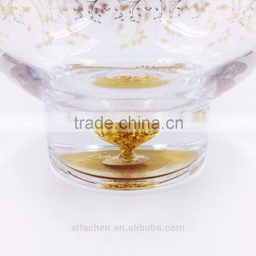 Lead-free Crystal Gold-Rimmed Tableware Bottom 24K Gold Foil Filled Unique Salad Bowl