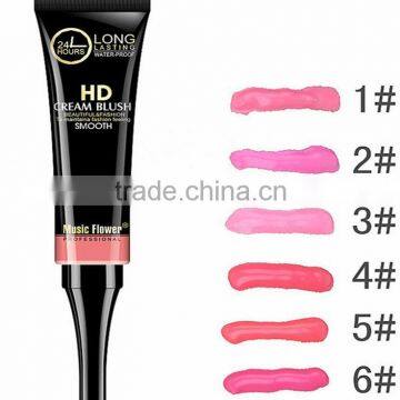 MUSIC FLOWER HD Cream Blush 24 Hours Long-Lasting Waterproof Blusher Beauty & Fashion Felling Makeup Blush Smooth Natural Finish