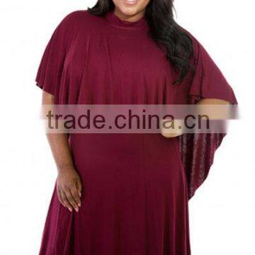 Big Girl Cape Overlay Wine Curvaceous Dress Loose Dress