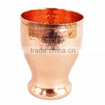 Handmade Hammered Pure Copper Glass Cup 350 ML - Serving Water Home Hotel Good Health Yoga, Ayurveda