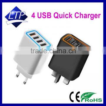 High quality QC 2.0 USB Fast Charger Quick Charger 2.0 technology 4 USB Ports Speed charger for smart phone and tablet PC