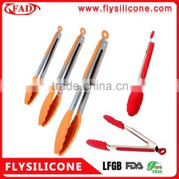 High quality BBQ tools heavy duty premium silicone food serving tongs