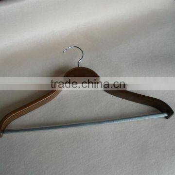 HH Laminated Wooden Hanger With Metal Bar , Dark Brown Wood Hanger Hot Sale Hanger photo-2