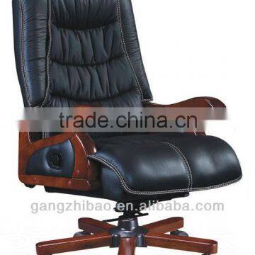 China manufacturer boss recliner office chair with woodern base&armrest