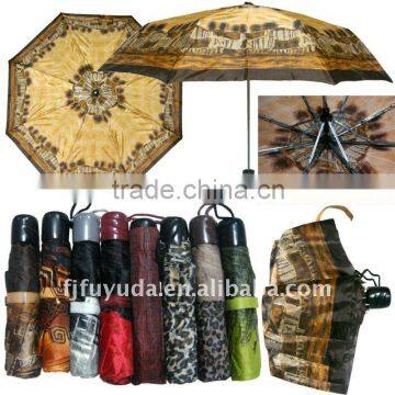 Yellow 3 Folding Cheap Mini Manual Open Umbrella